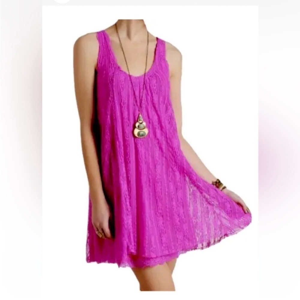 Free People Pink Lace Tank Swing Dress